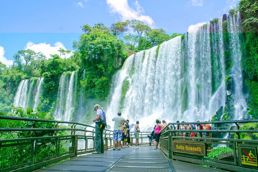 From Puerto Iguazu: Argentinian Iguazu Falls with Ticket - The lower circuit: spray, stairs, and closer contact